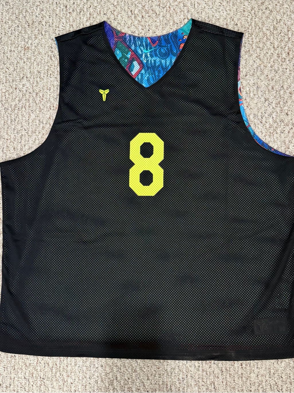 Nike Black Mesh Basketball Jersey With Yellow Number 8